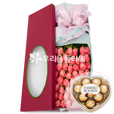 50송이꽃상자 2호(핑크)(초콜렛포함)