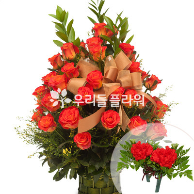 꽃바구니+코사지2개(꽃행복336호)