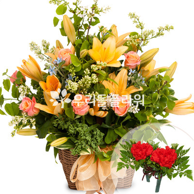 살구빛장미바구니